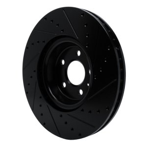 Audi S5 Sportback Brake Rotor (1) - Front Left - R1 Concepts - Drilled & Slotted - Black - `18-`25